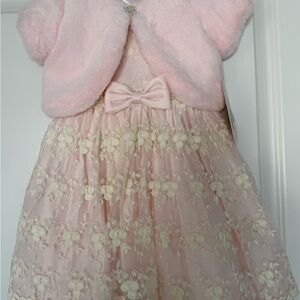 American Princess Pink Dress with Cream Floral Lace